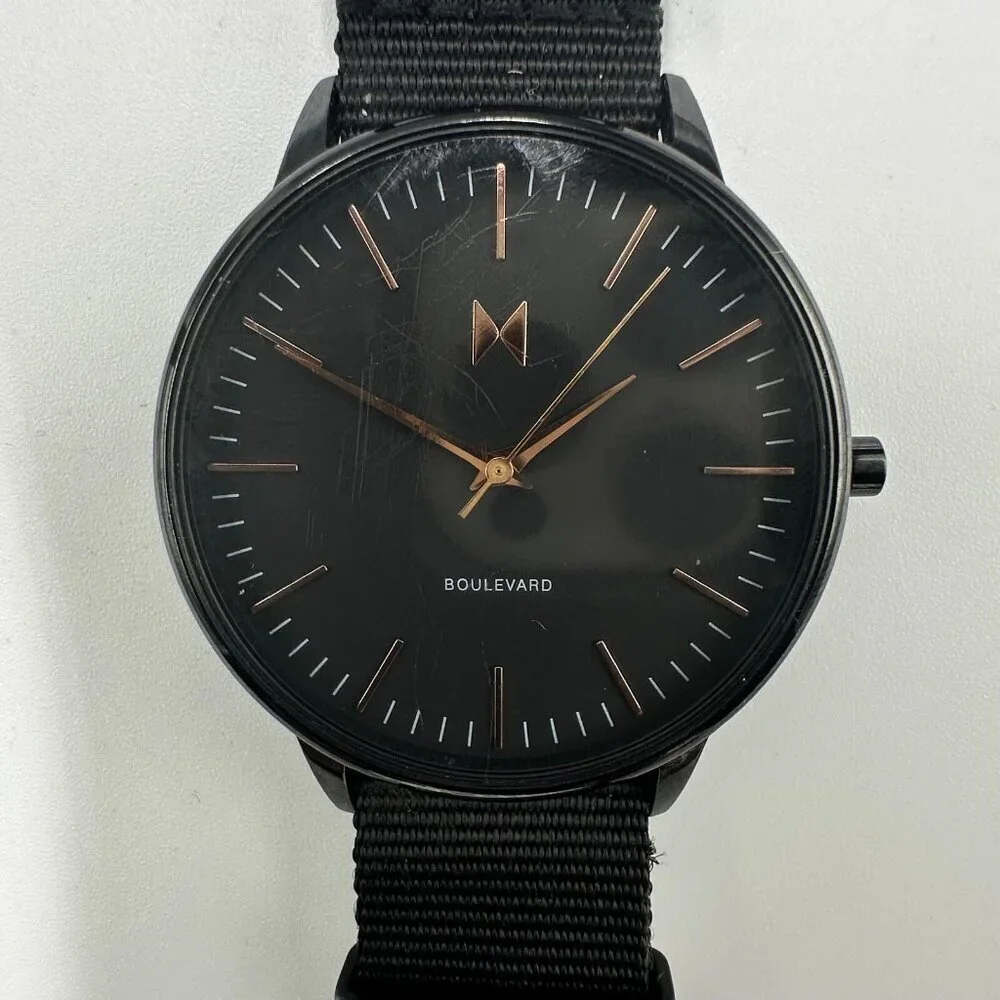 MVMT San Vicente Watch Women Black Nylon Slip Thru Band New Battery 10